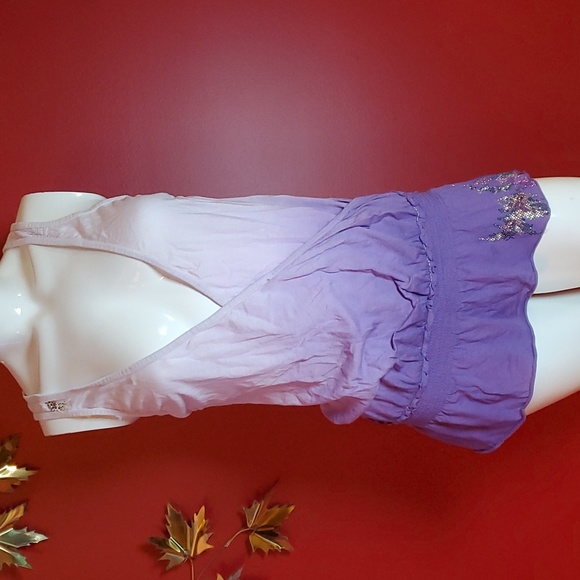 Size M - Language Los Angeles Designer brand Plunging Tunic Beach Coverup Top - Picture 1 of 12